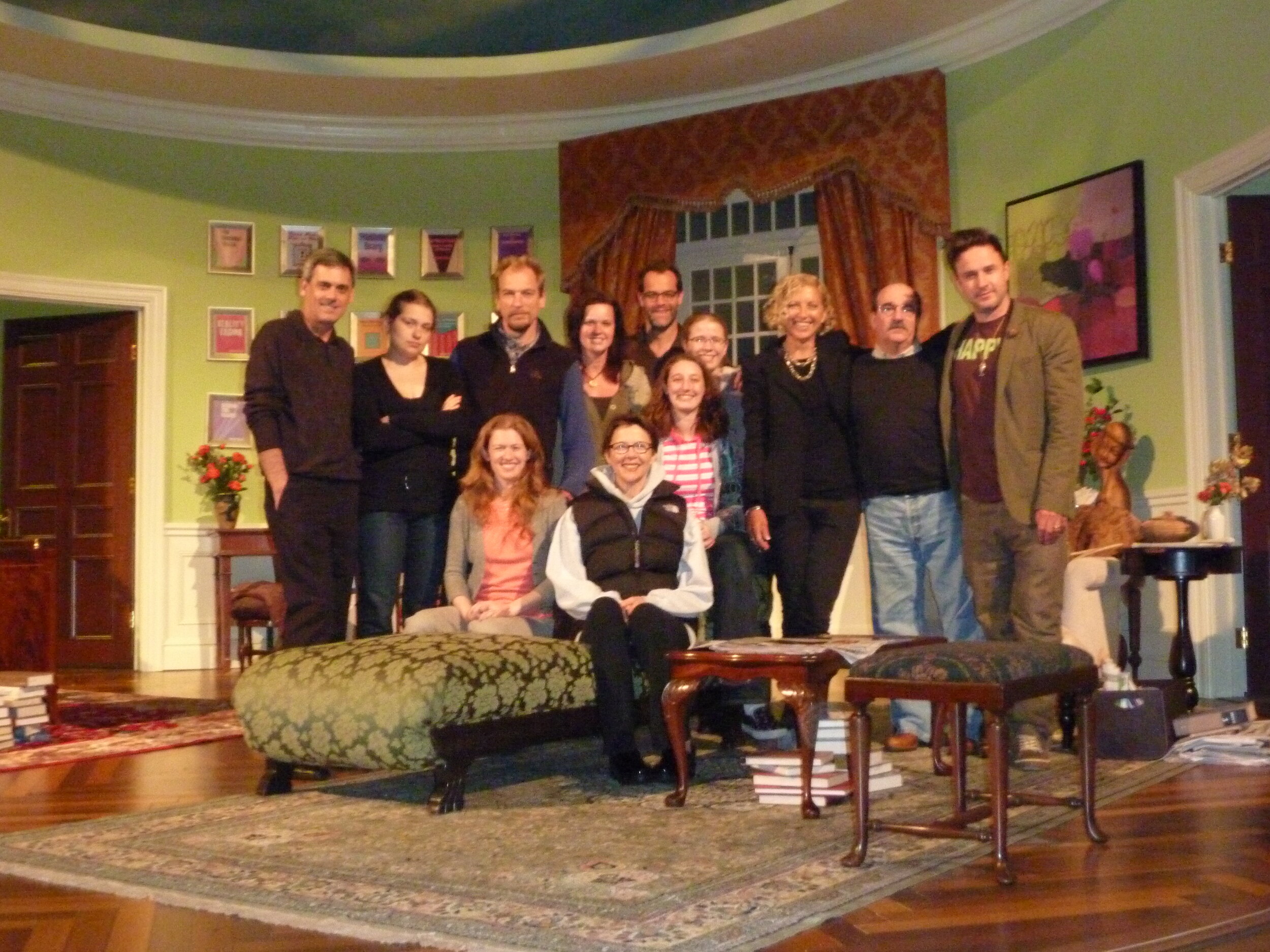 The Female of the Species cast and crew. The Geffen Playhouse, LA. Directed by Randy Arney. With Annette Bening, Josh Stamberg, Mireille Enos, David Arquette, Merritt Wever and Julian Sands.